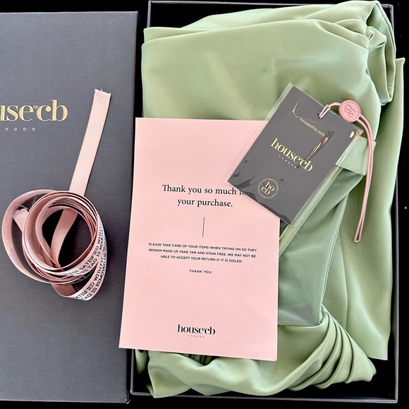 House of CB 'Lulu' Corset Sheer Panel Satin Draped Dress Pistachio XS  US 2-4 - Picture 14 of 16